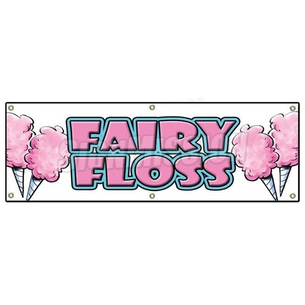 Fairy Floss Banner Heavy Duty 13 Oz Vinyl with Grommets Single Sided